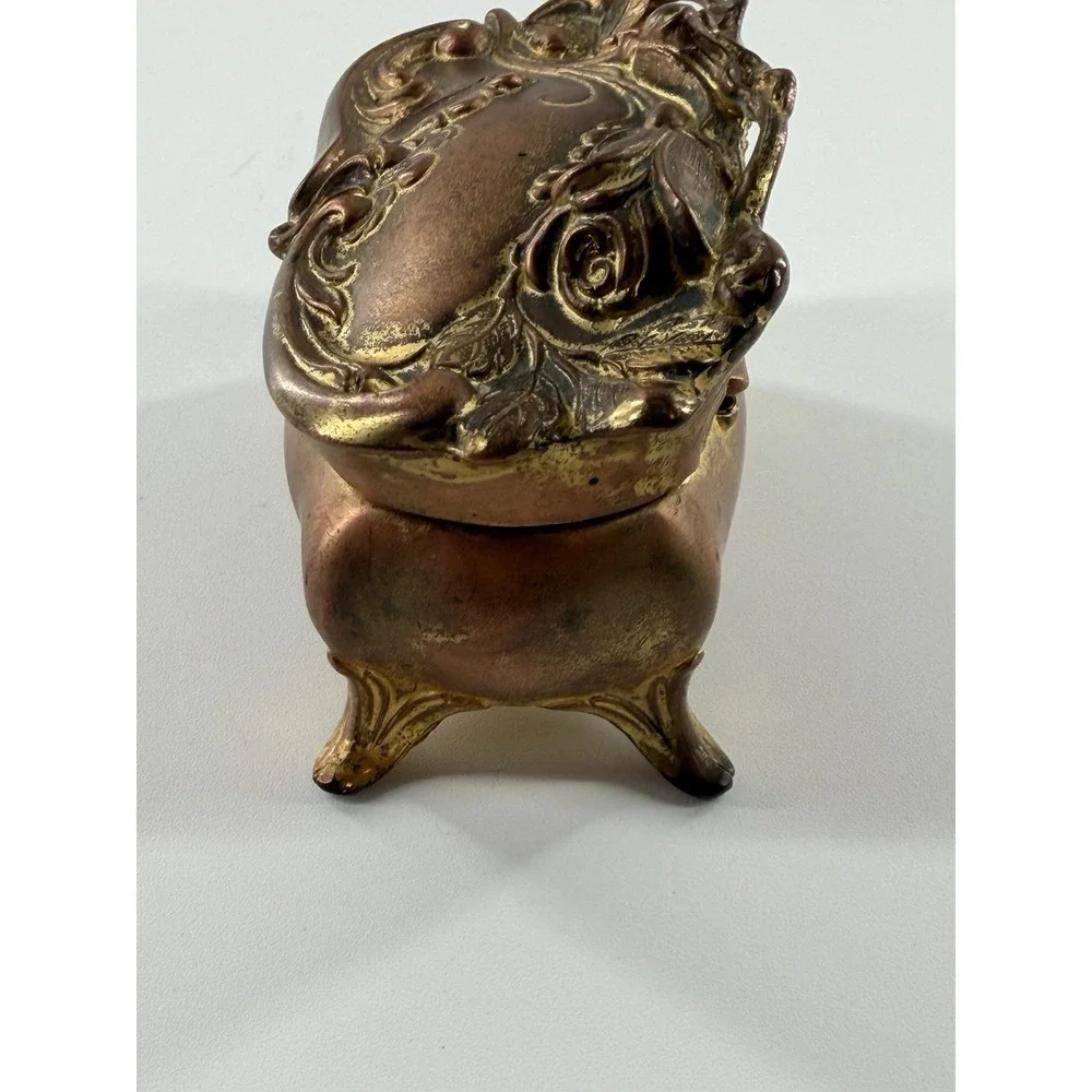 Antique Jennings Bros JB Art Nouveau Jewelry Casket Trinket Box Footed